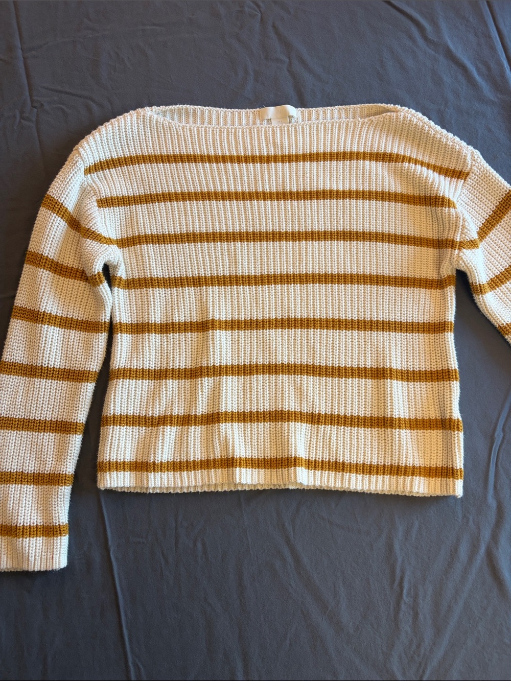 H&M Cream Sweater with Mustard Stripes